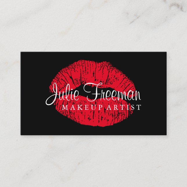 Hot Red Lips Makeup Artist Salon Card (Front)