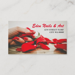 Hot Red Nails Salon Business Card