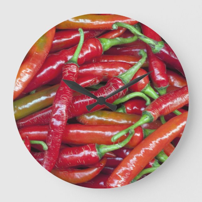 Hot Red Peppers Kitchen Clock (Front)