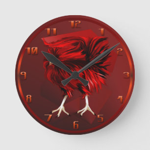 Hot Red Rooster Wallclock