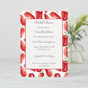 Hot Red & Saucy Chilli Peppers Bridal Shower Invitation