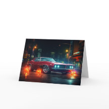 Hot Red Wheels Cinematic Autos Blank Note Card