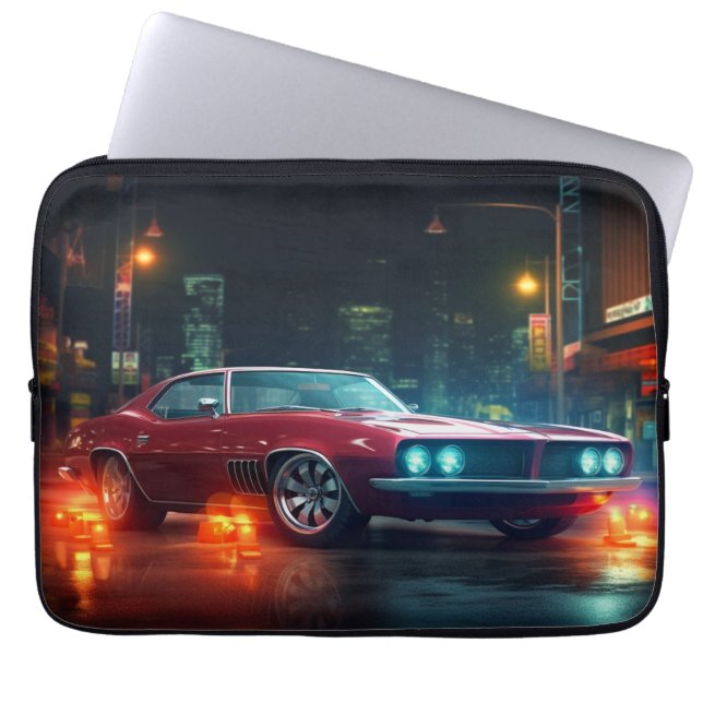 Hot Red Wheels Cinematic Autos Laptop Sleeve (Front)