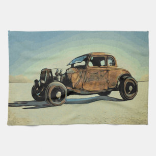 Hot Road Car Tea Towel