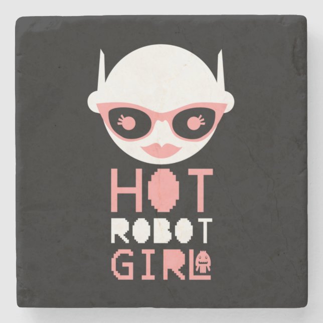 Hot robot girl stone coaster (Front)