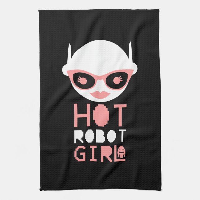 Hot robot girl tea towel (Vertical)