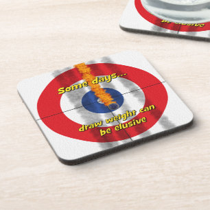 Hot Rocks 'draw weight' Curler's Coasters - (Red)