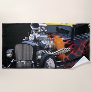 Hot rod beach towel