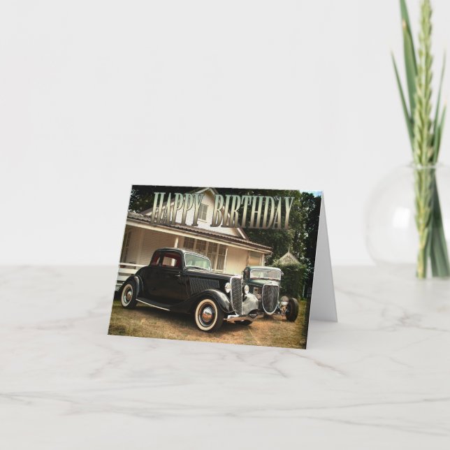 Hot rod birthday card (Front)