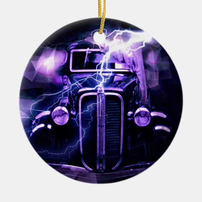 Hot Rod Ceramic Tree Decoration (Front)