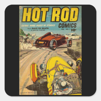 Hot Rod Death - Vintage Comic Book Square Sticker