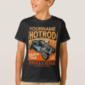 Hot Rod Garage Personalised NAME Mechanic Shop T-Shirt (Front)