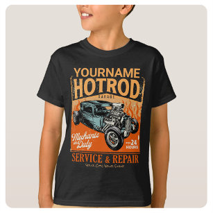 Hot Rod Garage Personalised NAME Mechanic Shop T-Shirt