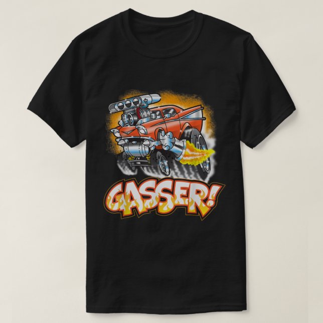 Hot Rod Gasser 57 Drag Racing Street Blown Car  T-Shirt (Design Front)