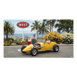 Hot rod in a gas station   photo print