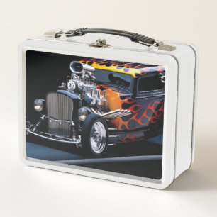 Hot rod metal lunch box