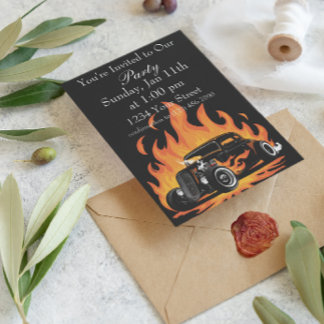 Hot Rod party fire invite