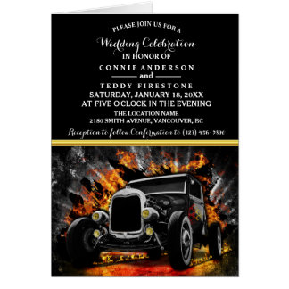 Hot Rod party fire wedding invitation