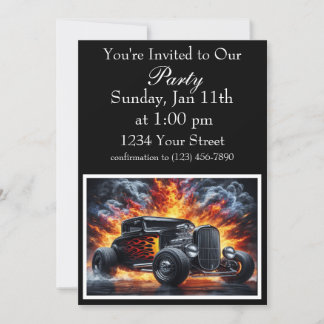 Hot Rod Party Flame Invite