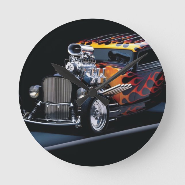 Hot rod round clock (Front)