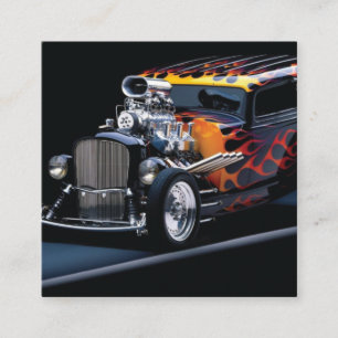 Hot rod square business card