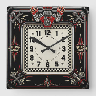 Hot Rod Square Wall Clock
