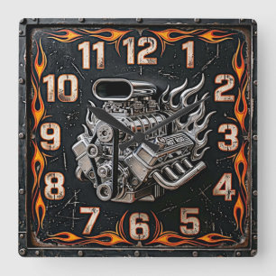 Hot Rod Square Wall Clock