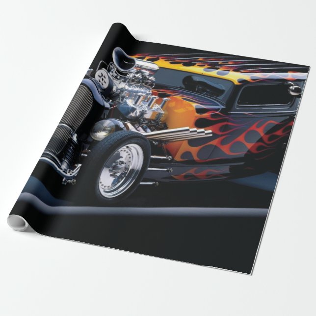 Hot rod wrapping paper (Unrolled)