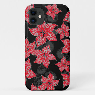 Hot Rodder Pinstriped Hibiscus and Skull Case-Mate iPhone Case