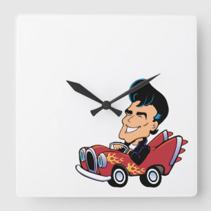Hot Rodder Square Wall Clock