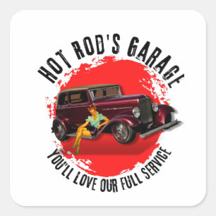 Hot Rod's Garage Square Sticker