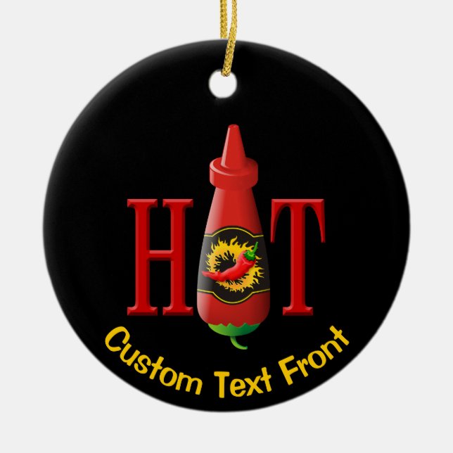 Hot sauce bottle ceramic ornament (Front)