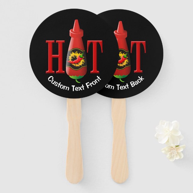 Hot Sauce Bottle Hand Fan (Front and Back)