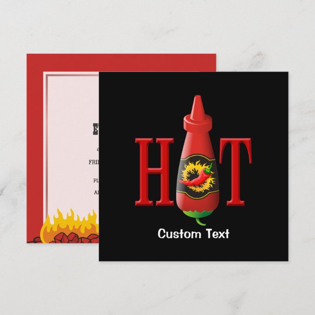 Hot Sauce Bottle Invitation (Front/Back)