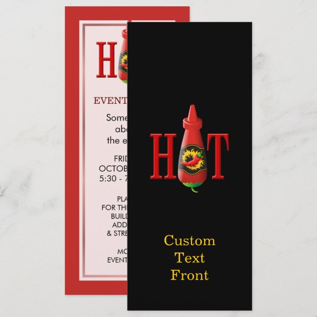 Hot sauce bottle invitation (Front/Back)