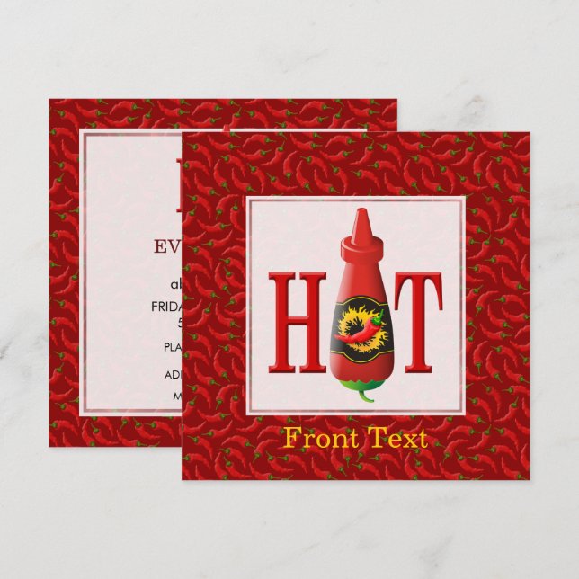 Hot sauce bottle invitation (Front/Back)