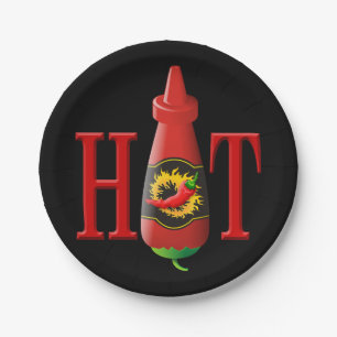 Hot Sauce Bottle Paper Plate