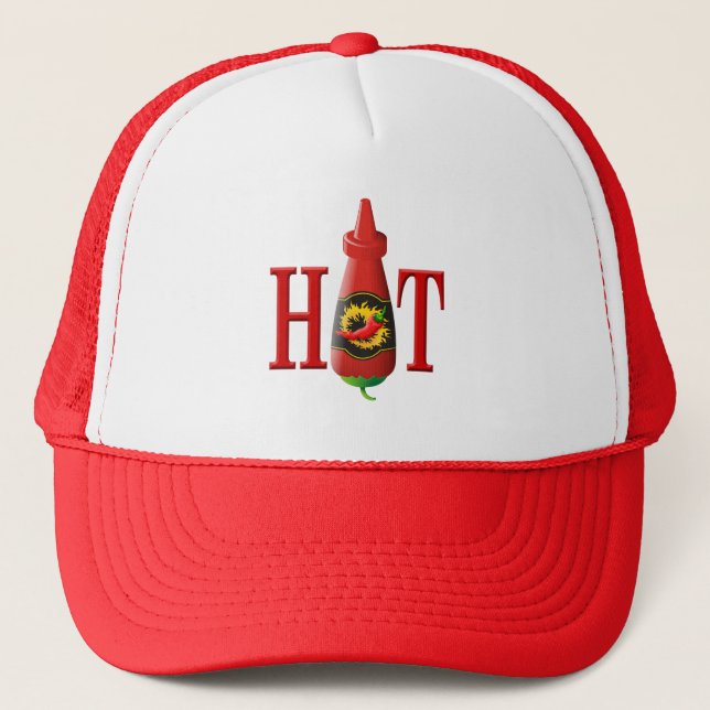 Hot Sauce Bottle Trucker Hat (Front)
