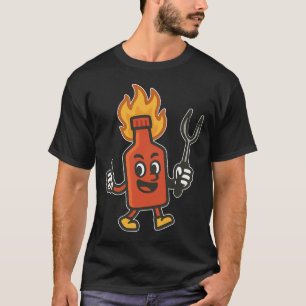 Hot Sauce Hero BBQ Mascot Design T-Shirt