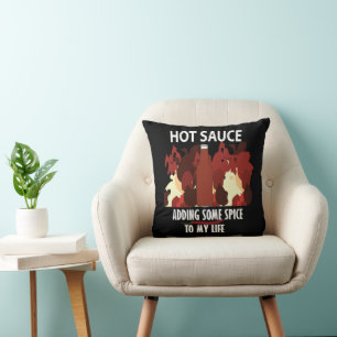 Hot Sauce Ketchup Fire Red Chilli Pepper Cushion