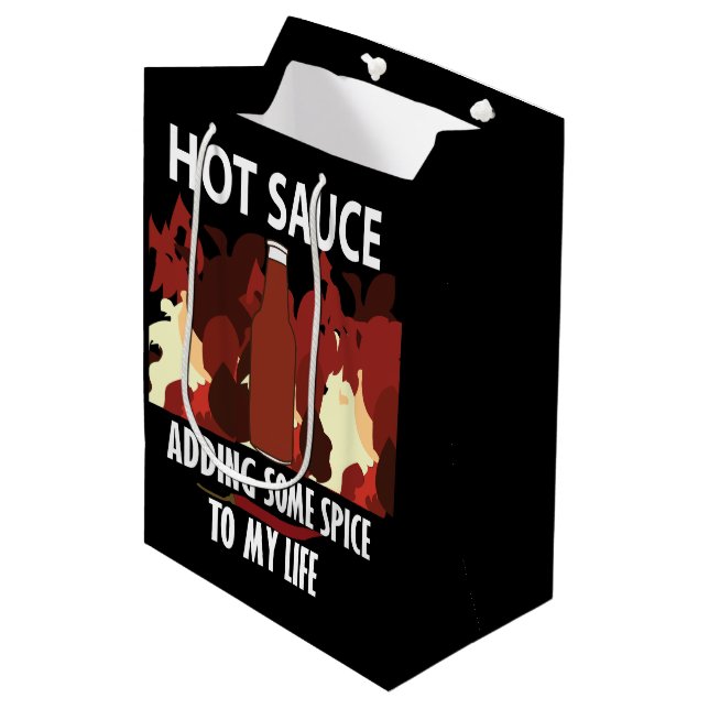 Hot Sauce Ketchup Fire Red Chilli Pepper Medium Gift Bag (Front Angled)
