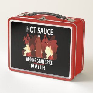 Hot Sauce Ketchup Fire Red Chilli Pepper  Metal Lunch Box