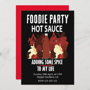 Hot Sauce Ketchup Fire Red Chilli Pepper Party Invitation