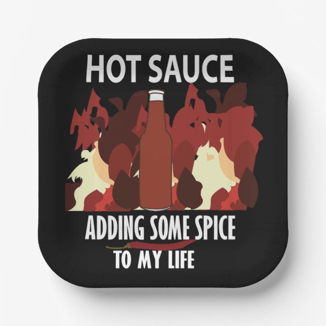 Hot Sauce Ketchup Fire Red Chilli Pepper Party Paper Plate (Front)