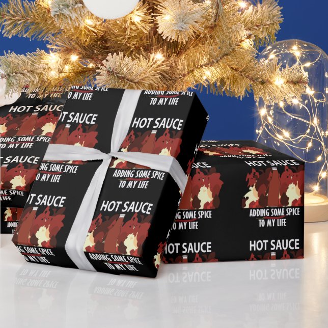 Hot Sauce Ketchup Fire Red Chilli Pepper Wrapping Paper (Holidays)