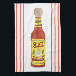 HOT SAUCE Spicy Cat red stripe Tea Towel<br><div class="desc">Decorate your kitchen with this fun hot sauce towel. Makes a great housewarming or anniversary gift! 
You can customise it and add text too.
Check my shop for lots more colours and patterns plus matching kitchen stuff!</div>