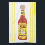 HOT SAUCE Spicy Cat Yellow stripe Tea Towel<br><div class="desc">Decorate your kitchen with this fun hot sauce towel. Makes a great housewarming or anniversary gift! 
You can customise it and add text too.
Check my shop for lots more colours and patterns plus matching kitchen stuff!</div>