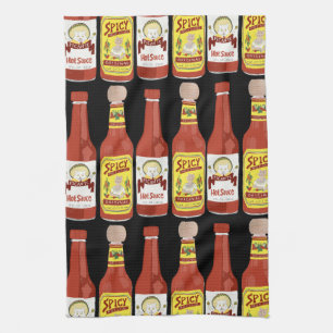 HOT SAUCES Spicy Cat Picante Black Tea Towel