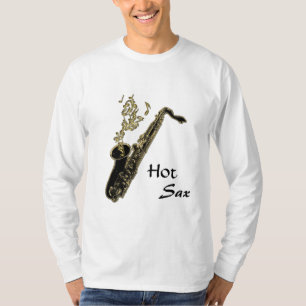 Hot Sax! Gold Musical Notes and Saxophone T-Shirt