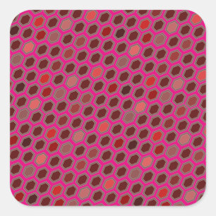 hot shocking pink hexagonal pattern repeating square sticker